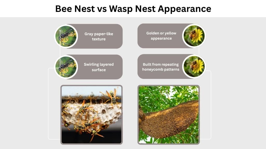 Bee Nest vs Wasp Nest Appearance