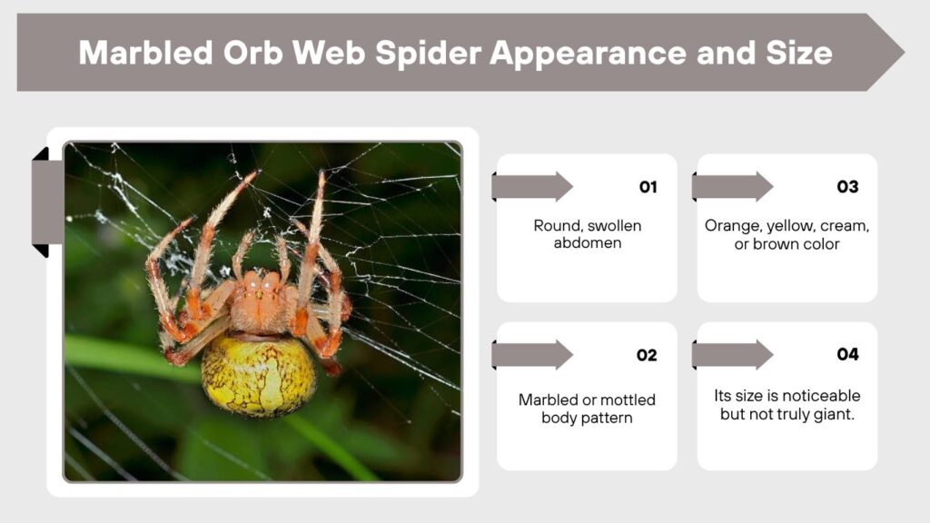 Marbled Orb Web Spider Appearance and Size