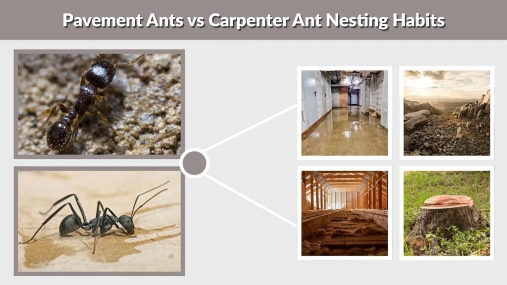 Pavement Ants vs Carpenter Ant Nesting Habits