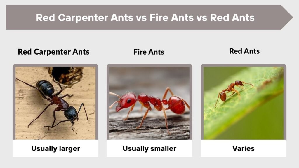 Red Carpenter Ants vs Fire Ants vs Red Ants