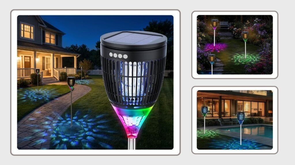 Rossetta Solar Outdoor Bug Zapper with Projector Light