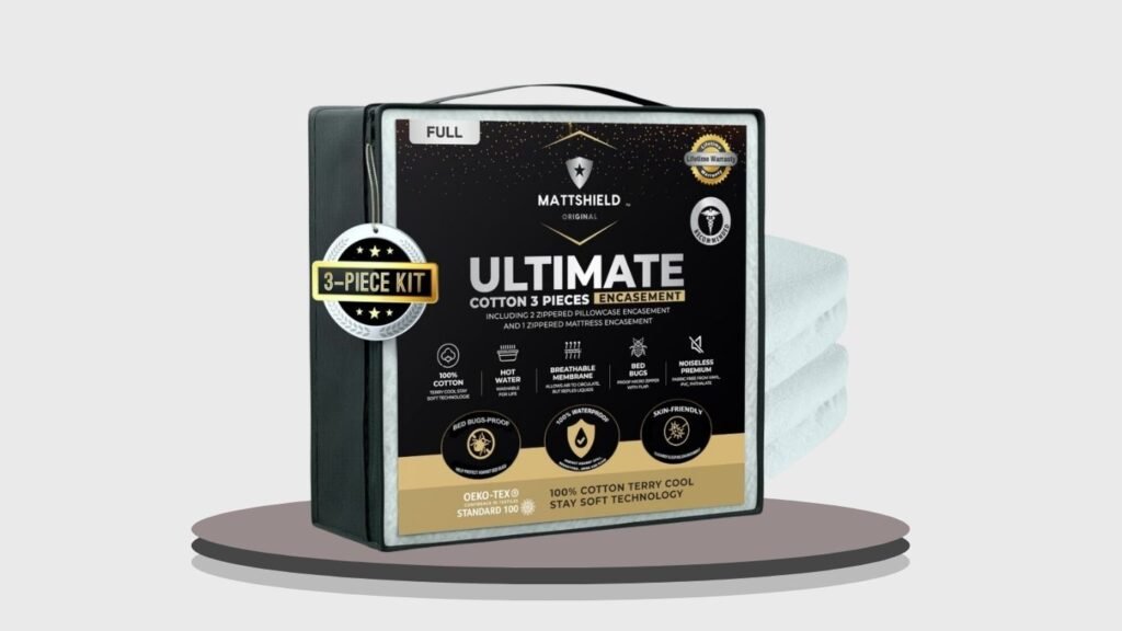 MATTSHIELD Ultimate 3-Piece Hypoallergenic Mattress Encasement Set