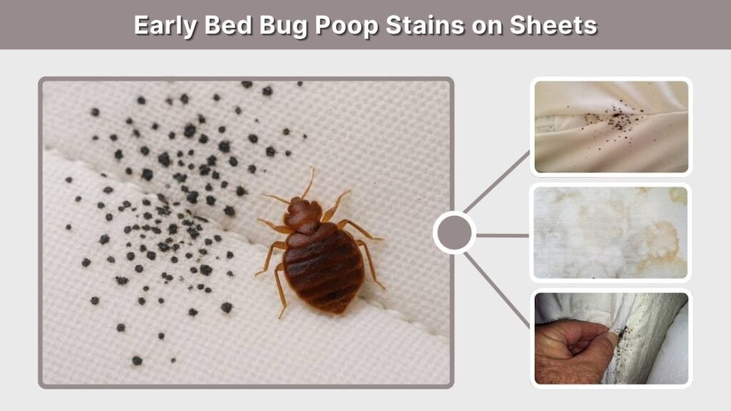 Early Bed Bug Poop Stains on Sheets